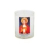 Veilleuse blanche avec autocollant de saint 20/24, H. 6,5 cm, Ø 5 cm ( VO 5).