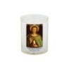 Veilleuse blanche avec autocollant de saint 20/24, H. 6,5 cm, Ø 5 cm ( VO 5).
