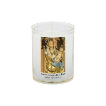 Veilleuse blanche avec autocollant de saint 20/24, H. 6,5 cm, Ø 5 cm ( VO 5).