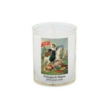 Veilleuse blanche avec autocollant de saint 20/24, H. 6,5 cm, Ø 5 cm ( VO 5).