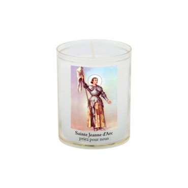 Veilleuse blanche avec autocollant de saint 20/24, H. 6,5 cm, Ø 5 cm ( VO 5).