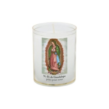 Veilleuse blanche avec autocollant de saint 20/24, H. 6,5 cm, Ø 5 cm ( VO 5).