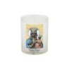 Veilleuse blanche avec autocollant de saint 20/24, H. 6,5 cm, Ø 5 cm ( VO 5).