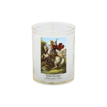 Veilleuse blanche avec autocollant de saint 20/24, H. 6,5 cm, Ø 5 cm ( VO 5).
