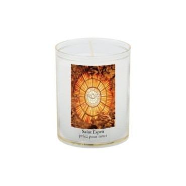 Veilleuse blanche avec autocollant de saint 20/24, H. 6,5 cm, Ø 5 cm ( VO 5).