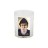 Veilleuse blanche avec autocollant de saint 20/24, H. 6,5 cm, Ø 5 cm ( VO 5).