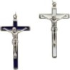 Croix en métal argenté, émaillée plusieurs couleurs - Hauteur 7 cm.