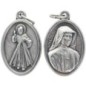 Médaille en métal couleur argentée forme ovale H. 2,2 cm. Plusieurs saints