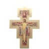 Croix de saint François en bois avec image collée de couleur doré. Différentes tailles.