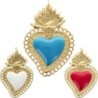 Pendentif de l'EX-VOTO en laiton doré supérieur, H, 4 cm, avec cœur émaillé. Existe de différentes couleurs.