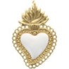 Pendentif de l'EX-VOTO en laiton doré supérieur, H, 4 cm, avec cœur émaillé. Existe de différentes couleurs.