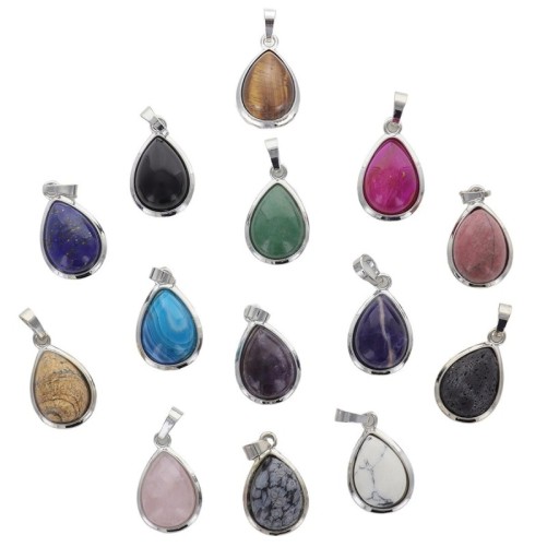 Pendentif goutte en pierre naturelle ou synthétique, H 2,5 cm