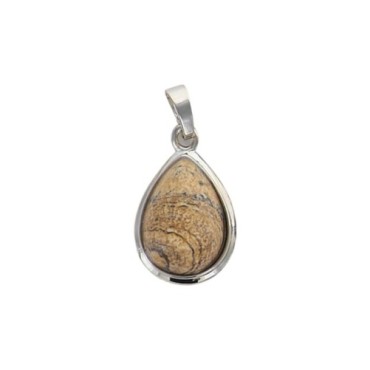 Pendentif en forme de goutte avec pierre, H. 2.5 cm. Differentes pierres.