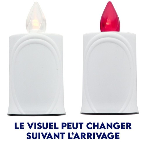 Lumignon blanc a piles H. 10 cm, plusieurs saints..
