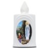 Lumignon blanc a piles H. 10 cm, plusieurs saints..