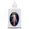 Lumignon blanc a piles H. 10 cm, plusieurs saints..