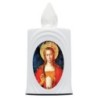 Lumignon blanc a piles H. 10 cm, plusieurs saints..