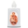 Lumignon blanc a piles H. 10 cm, plusieurs saints..