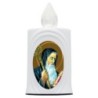 Lumignon blanc a piles H. 10 cm, plusieurs saints..