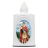 Lumignon blanc a piles H. 10 cm, plusieurs saints..
