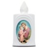 Lumignon blanc a piles H. 10 cm, plusieurs saints..