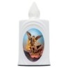 Lumignon blanc a piles H. 10 cm, plusieurs saints..