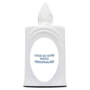 Lumignon blanc a piles H. 10 cm, plusieurs saints..
