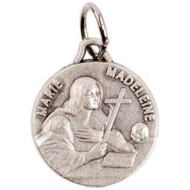 Médaille moulée ou frappée en métal couleur argentée Ø 1.5 cm. Plusieurs saints..
