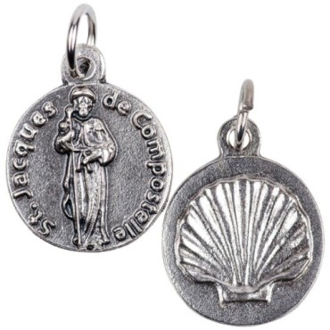 Médaille moulée ou frappée en métal couleur argentée Ø 1.5 cm. Plusieurs saints..