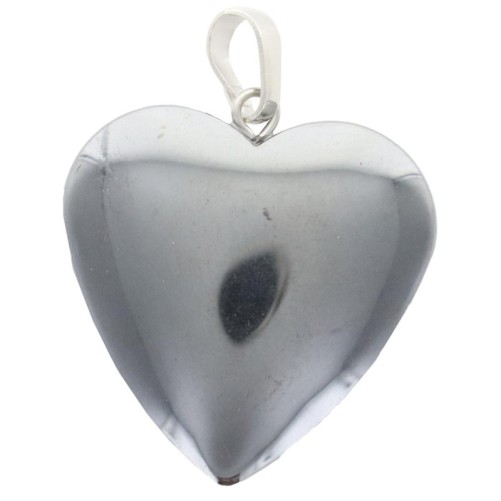 Pendentif en pierre en forme de coeur synthétiques et naturelles, H. 2,5 cm.