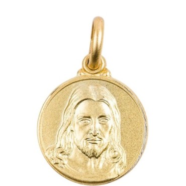Medaille en plaque or Ø 14 mm, plusieurs saints. Livree en boite..