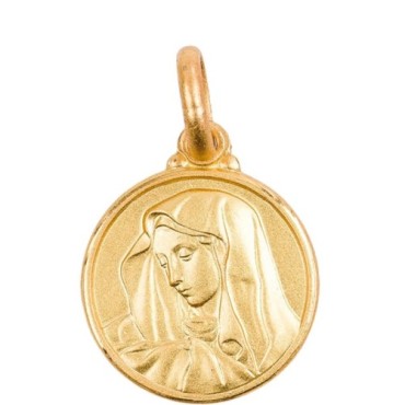 Medaille en plaque or Ø 14 mm, plusieurs saints. Livree en boite..