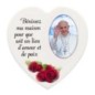 Magnet en bois avec prière forme coeur H 5 cm. Disponible avec différents Saints.
