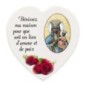 Magnet en bois avec prière forme coeur H 5 cm. Disponible avec différents Saints.