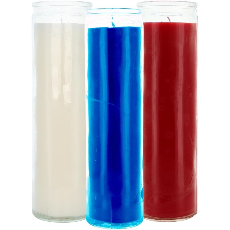 Bougie en verre 7 jours teintee dans la masse hauteur 21 cm, Ø 6 cm.