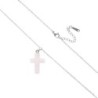 Collier avec croix en pierre naturelle H 2.4 cm sur chaine maille forcat en acier inoxydable L. 45 cm ajustable