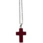 Collier avec croix en pierre naturelle H 2.4 cm sur chaine maille forcat en acier inoxydable L. 45 cm ajustable