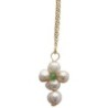Collier avec chaine de couleur dorée en acier inoxydable L 45 cm, avec croix blanche H. 2 cm, différentes pierre au centre.