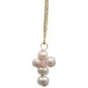 Collier avec chaine de couleur dorée en acier inoxydable L 45 cm, avec croix blanche H. 2 cm, différentes pierre au centre.