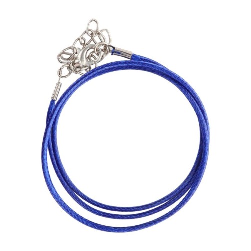 Cordon en coton cire de couleur avec chaine reglable et fermoir homard Ø 1,5 mm - longueur 45 cm.