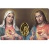 Carte priere plastifiee avec poincon dore imitation medaille H.8.5 x 5.4 cm, plusieurs saints..