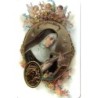 Carte priere plastifiee avec poincon dore imitation medaille H.8.5 x 5.4 cm, plusieurs saints..