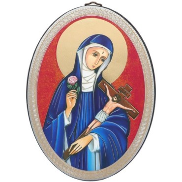 Icône ovale en bois, image dorée collée, H. 15 cm, ép. 1 cm, différents modèles