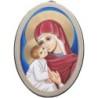 Icône ovale en bois, image dorée collée, H. 15 cm, ép. 1 cm, différents modèles