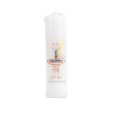 Bougie blanche pour le sacrement du bapteme Ø 5 cm H. 20 cm..