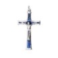 Croix de cou en métal couleur argentée emmaillé avec Christ H. 4 cm.