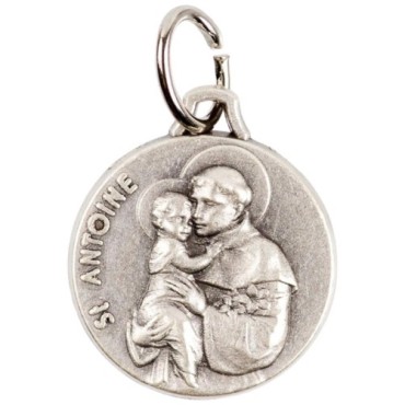 Médaille moulée ou frappée en métal couleur argentée Ø 1.5 cm. Plusieurs saints..