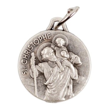 Médaille moulée ou frappée en métal couleur argentée Ø 1.5 cm. Plusieurs saints..