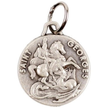 Médaille moulée ou frappée en métal couleur argentée Ø 1.5 cm. Plusieurs saints..