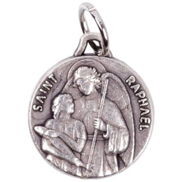 Médaille moulée ou frappée en métal couleur argentée Ø 1.5 cm. Plusieurs saints..
